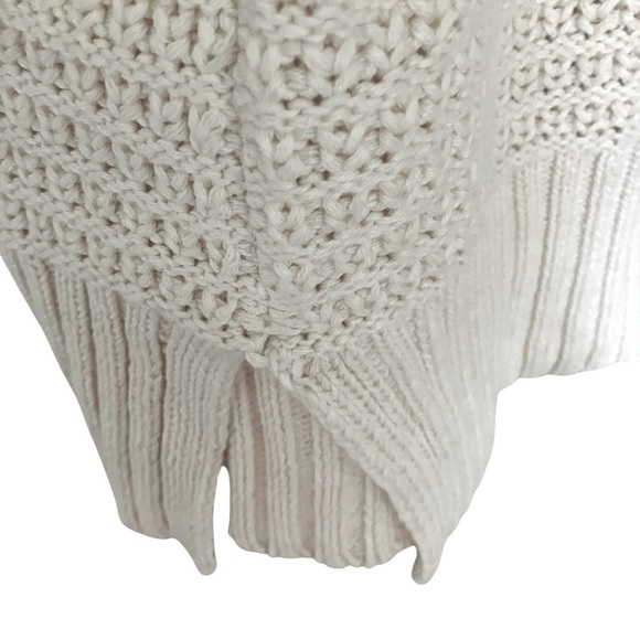 Rachel Zoe Preppy Knit Popover Hoodie Sweater Ivory Cotton Blend Women’s Large - Picture 8 of 11